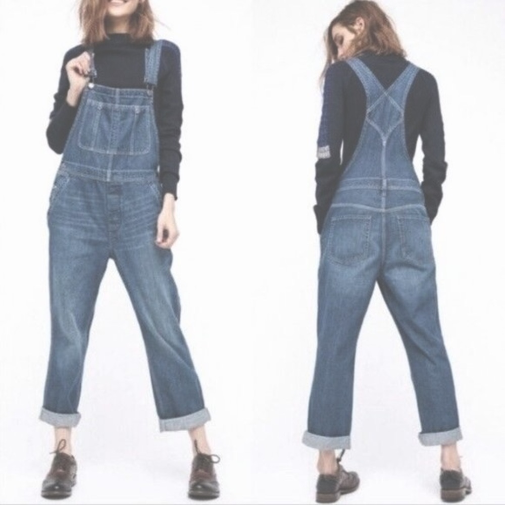 We the Free People Boyfriend Baggy Denim Overalls Size 26
